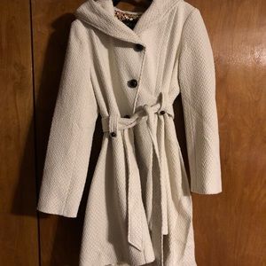 Steve Madden Cream/Off white Cloak Hood Coat